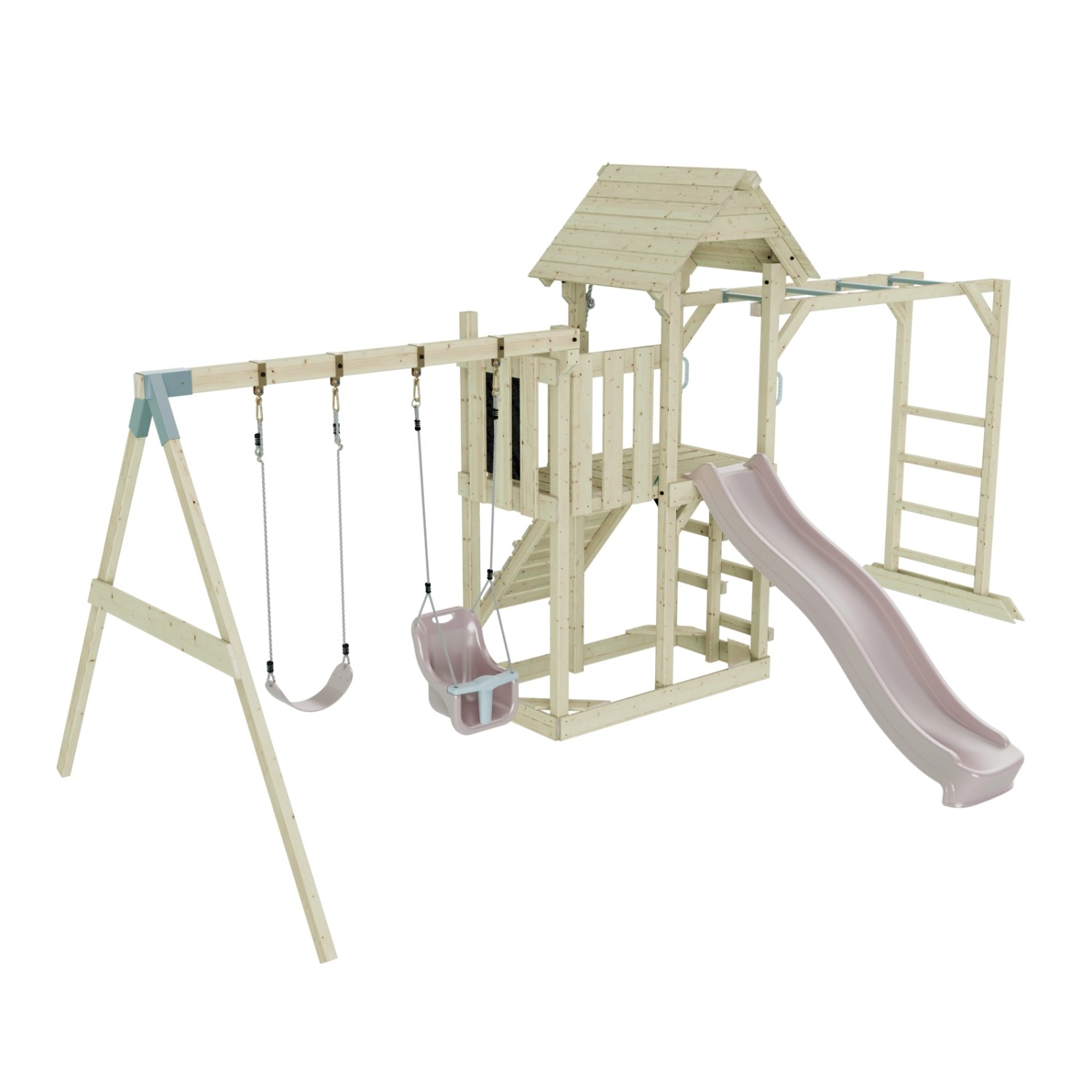 OutdoorToys Spielturm Helsingborg mit Babyschaukel Altrosa günstig online kaufen