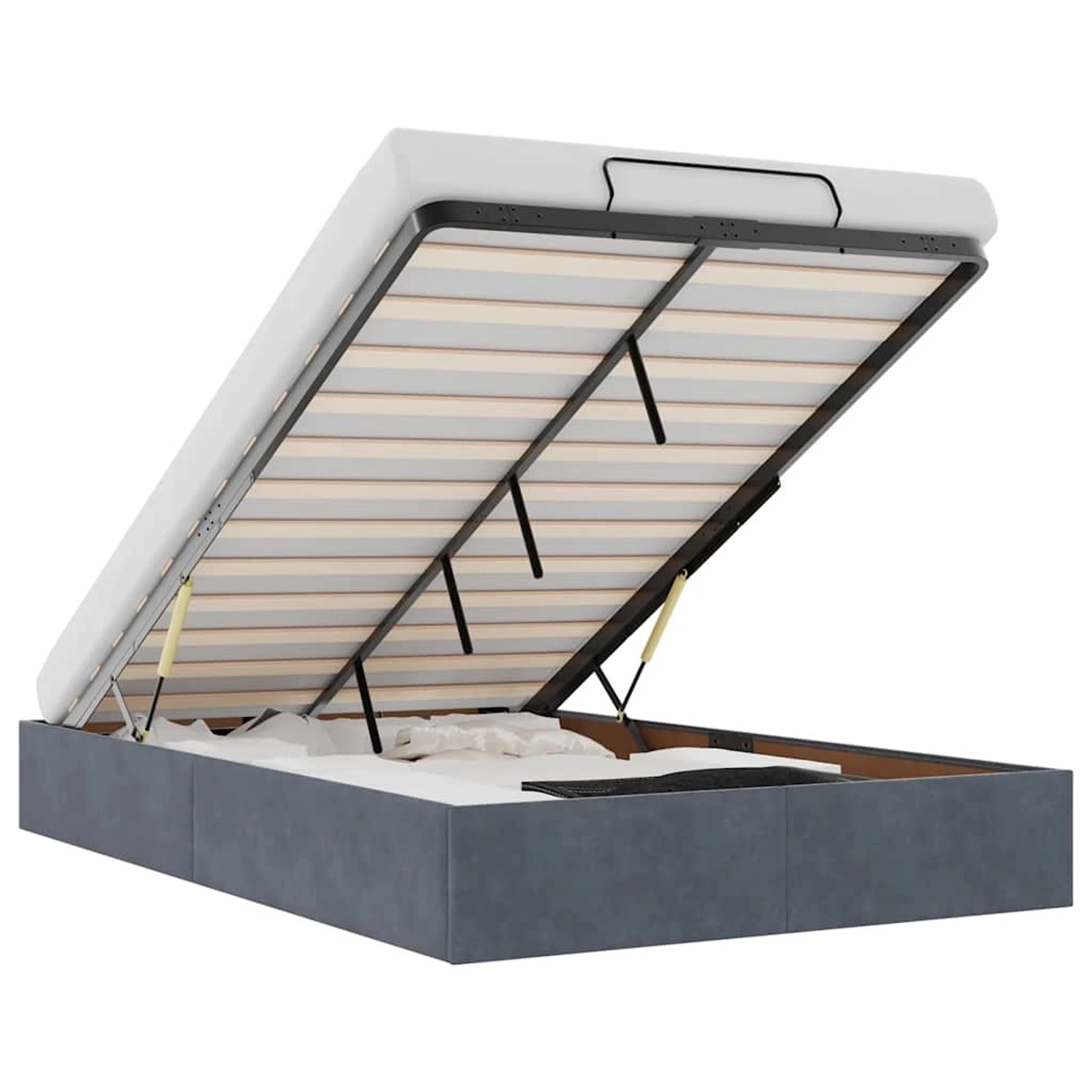 vidaXL Ottoman-Bett ohne Matratze Dunkelgrau 120x200 cm Samt 3310956