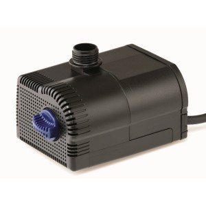 Oase Aquarius Universal 1000 Zimmerbrunnenpumpe für Teiche, schwarz, mit blauem Regler.