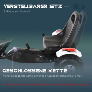 HOMCOM Go Kart Kinderfahrzeug: Verstellbarer Sitz und geschlossene Kette für sicheres Fahren. Ideal für Quads.