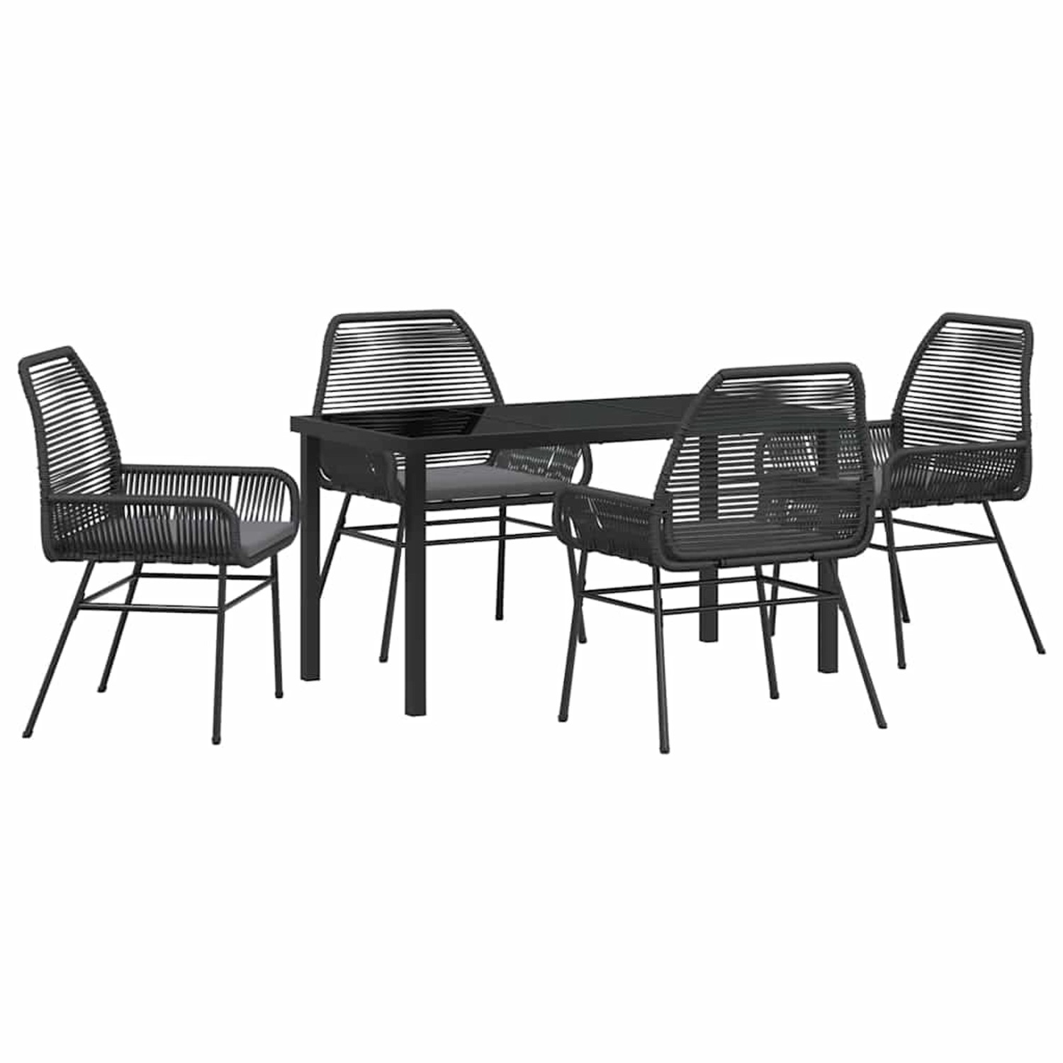 vidaXL Garten Essgruppe 5-Tlg Schwarz Poly Rattan 3380871 günstig online kaufen