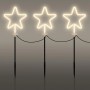 3er Set ECD Germany Gartenstecker Stern H58 cm, leuchtende Weihnachtsdekoration für den Außenbereich.