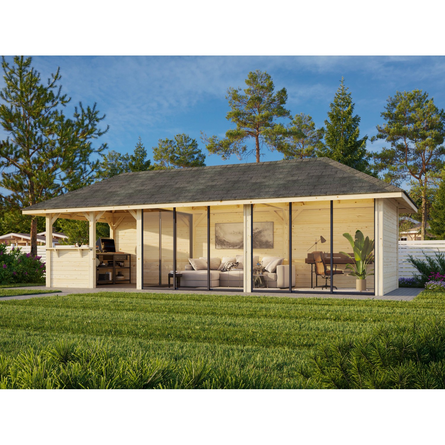 Palmako Pavillon Bianca Set 519 Slide Plus 876 x 300 cm Lackiert Weiß FSC® günstig online kaufen