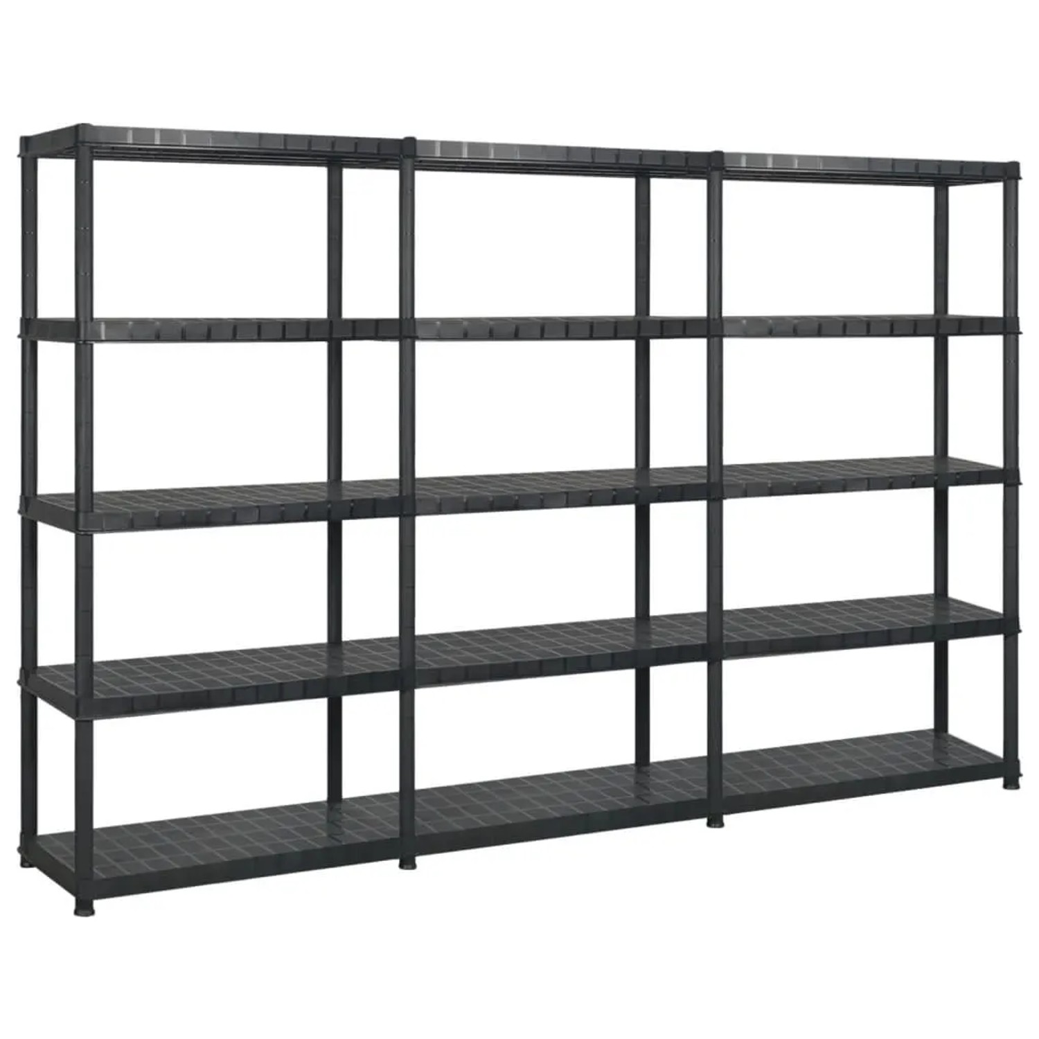 vidaXL Lagerregal mit 5 Böden Schwarz 255x40x185 cm Kunststoff 3059857