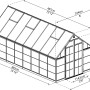 Technische Zeichnung: Palram Canopia Balance 8x16 Gewächshaus, Maße und Ansichten.
