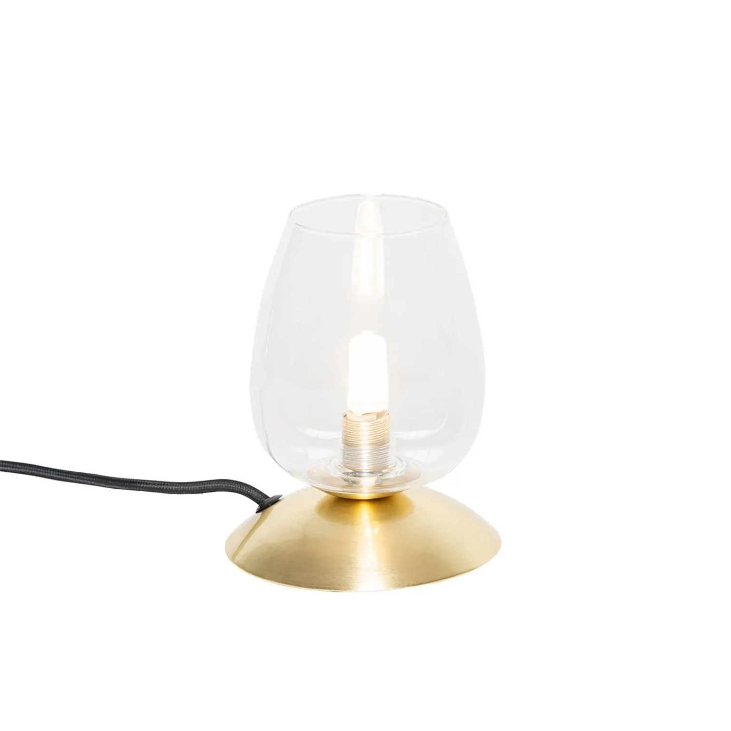 QAZQA Klassische Tischlampe Gold mit Glas Elien