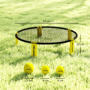 SPORTNOW Spikeball Set, gelb, mit Netz, drei Bällen und Pumpe für Sport & Fitness im Freien.