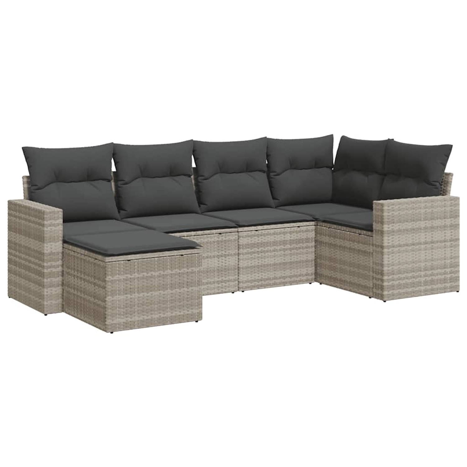 vidaXL 6-Tlg Garten-Sofagarnitur mit Kissen Hellgrau Poly Rattan 3325388 günstig online kaufen