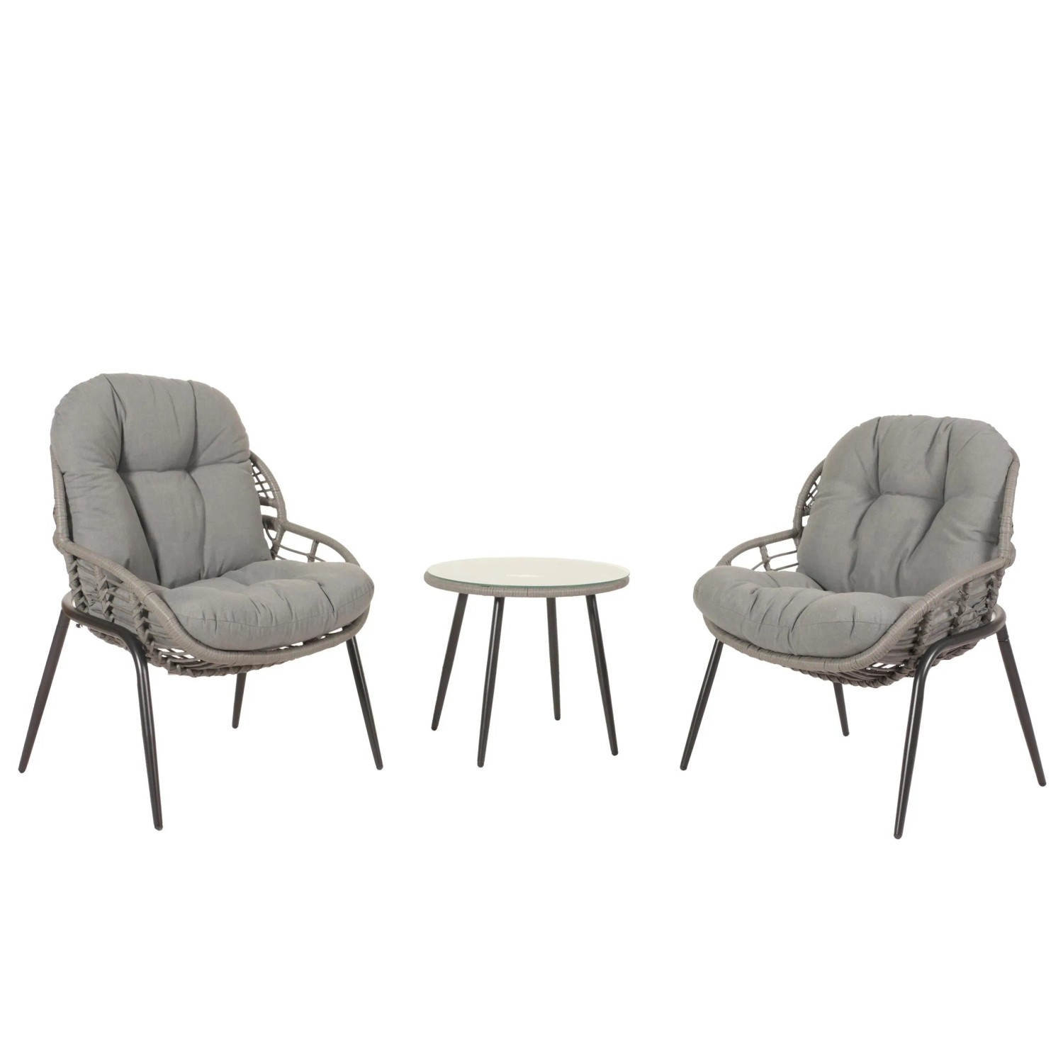 Proregal Poly-Rattan Garnitur HxBxT 85,5x67x68 cm Sitzhöhe 35cm Grau Polste günstig online kaufen