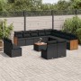 Schwarze 14-tlg. vidaXL Garten-Sofagarnitur aus Poly Rattan mit Kissen für Terrasse und Garten.