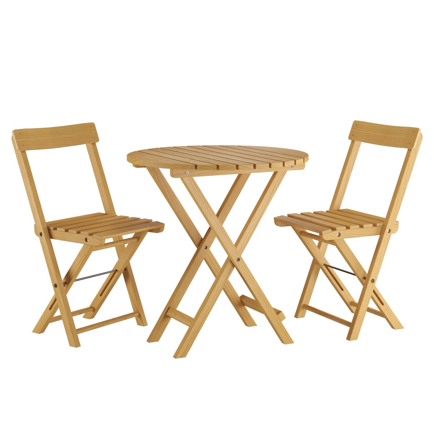 Erst-Holz Zwei Holzstühle mit Tisch Garten Set Klappbar aus Buche 10-210 Doppelpack mit Tisch