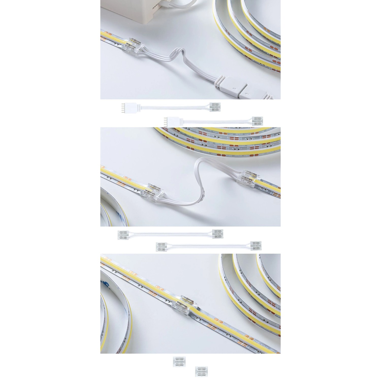 Paulmann Connector-Set für COB MaxLED Tunable White LED-Streifen. Weiße Verbinder für direkte und Eck-Montage der Lichtbänder.