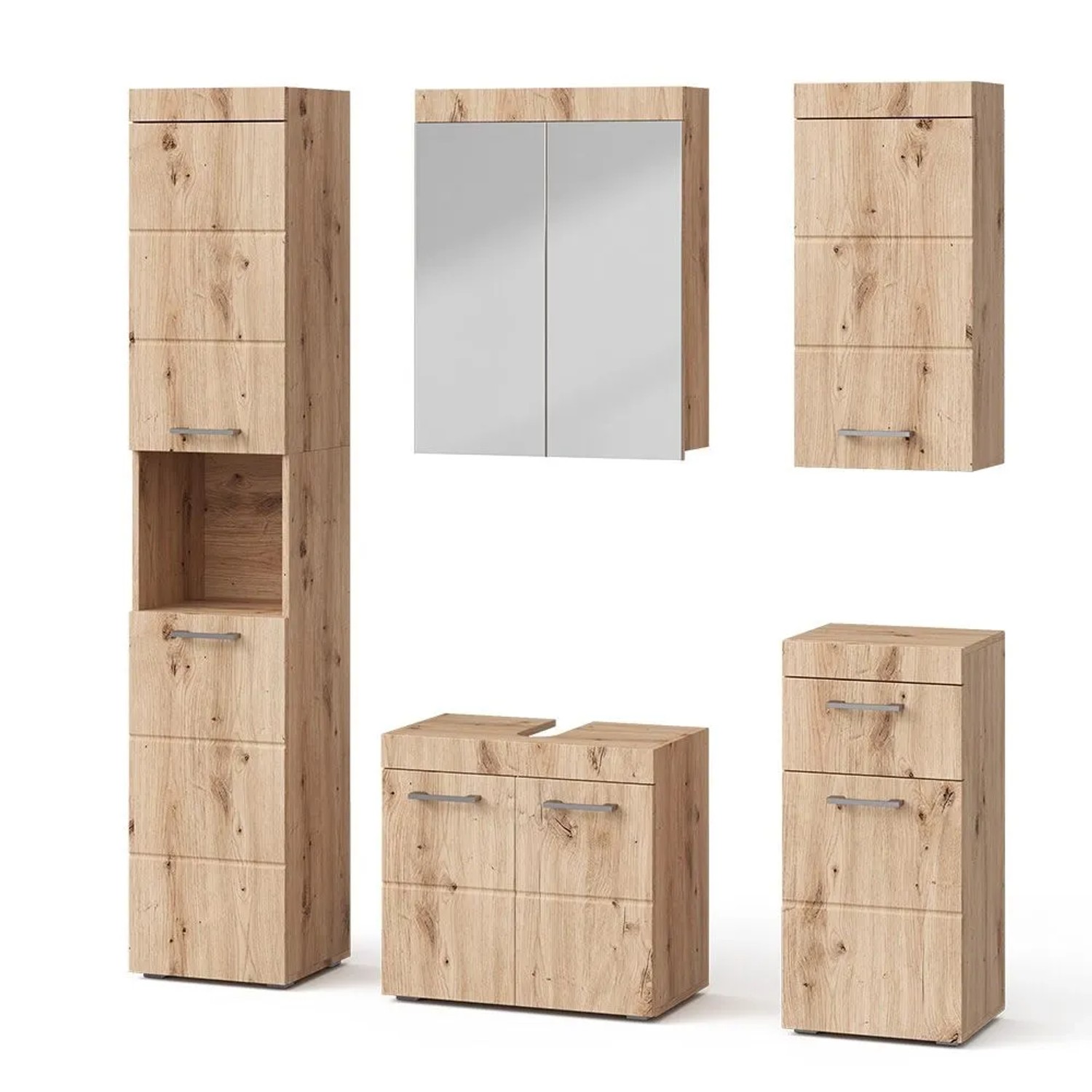 Vicco Badmöbel-Set Luna Eiche Wotan 60 x 56 5-teilig