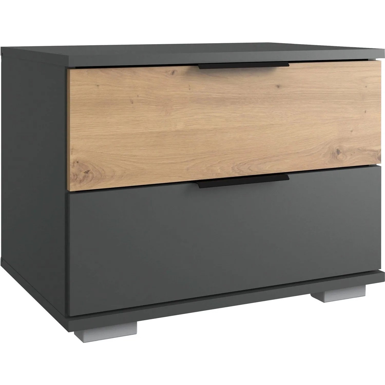 Thumbnail - Feldmann-Wohnen Nachtkonsole graphit / Eiche Artisan, 52 / 38 /40cm, ohne Dekoration