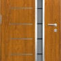 Splendoor Haustür Berlin Prime Golden Oak, 210x100 cm, mit Edelstahlapplikation und Glas.