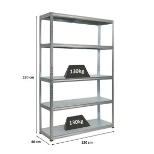 PROREGAL Schwerlastregal Steel Eagle HxBxT 180x120x40 cm Fachlast 130kg Verzinkt