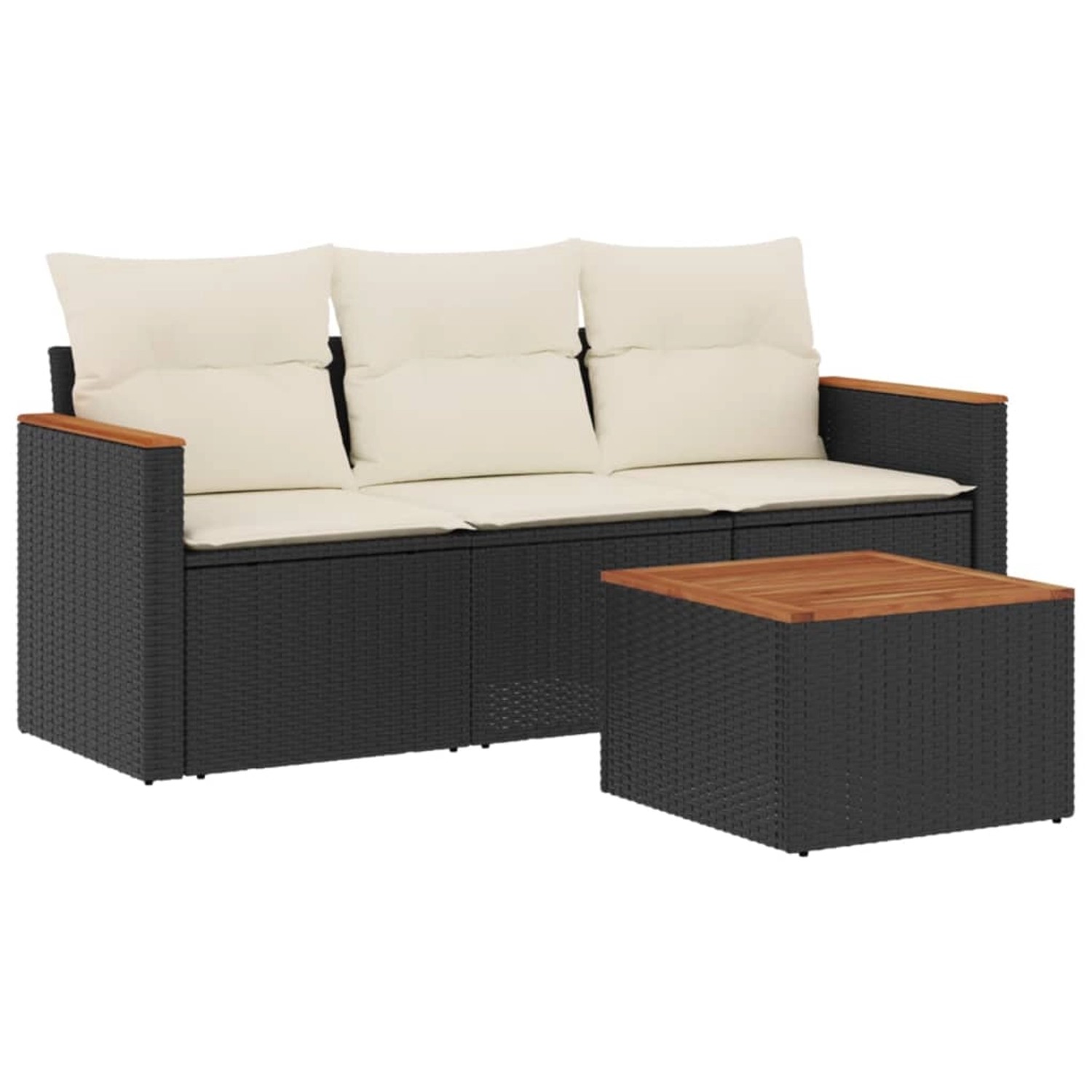 vidaXL 4-Tlg Garten-Sofagarnitur mit Kissen Schwarz Poly Rattan 3258164 günstig online kaufen