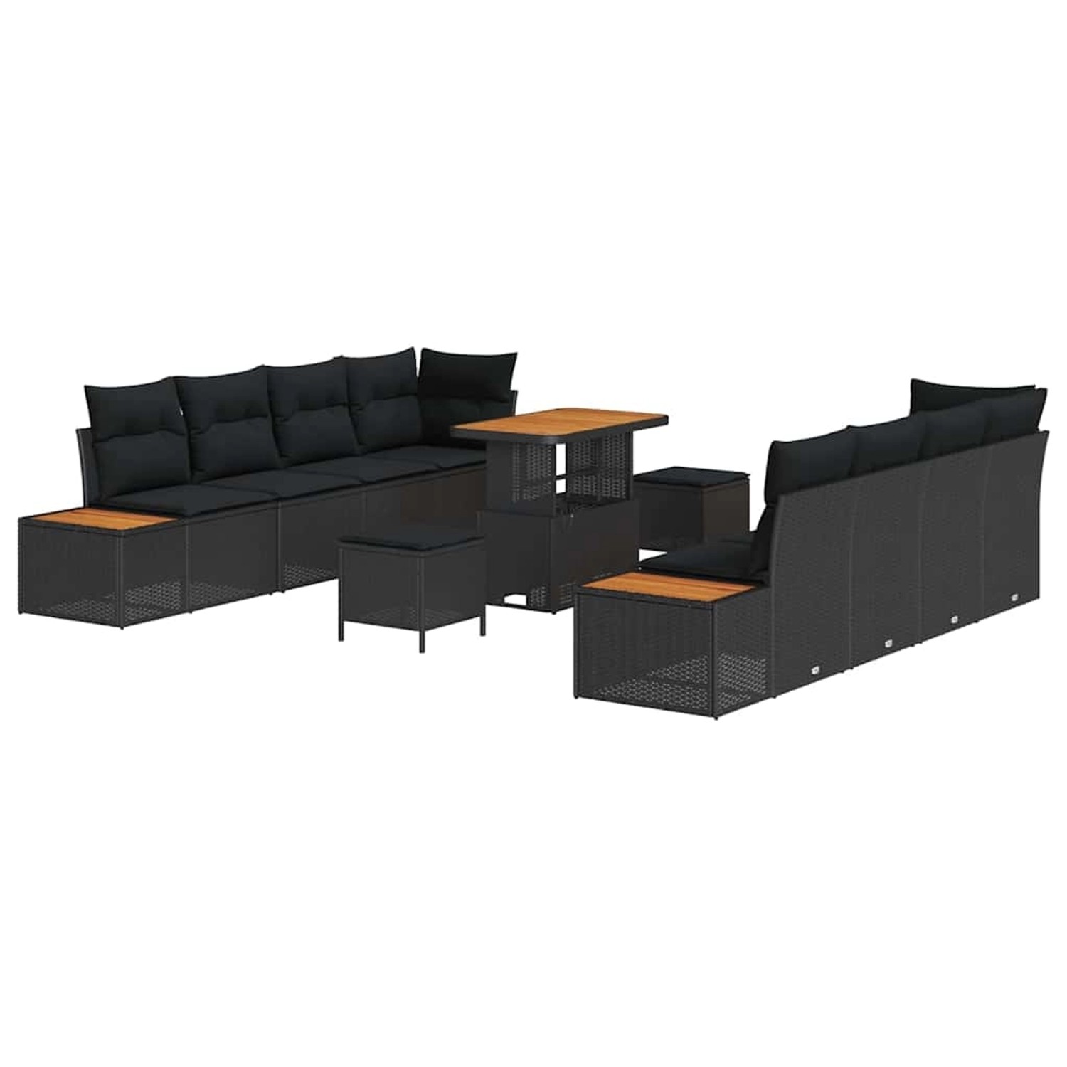 vidaXL Garten-Sofa-Set mit Kissen 11-Tlg Schwarz Poly Rattan 3362889 günstig online kaufen