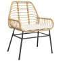 Braune vidaXL Gartenstühle (2 Stk.) aus Poly Rattan mit cremeweißen Kissen.