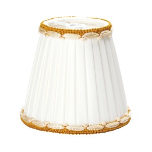 Weiß-goldener Lampenschirm aus Seide für Kronleuchter, Aufsetzschirm für Lampen & Leuchten.