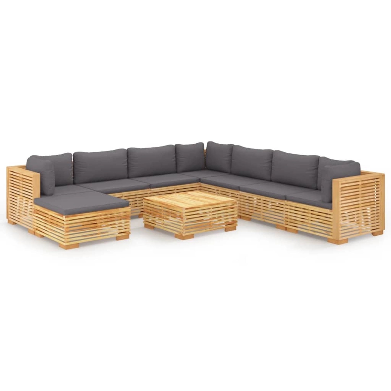 vidaXL 9-tlg Garten-Lounge-Set mit Kissen Massivholz Teak Modell 4 günstig online kaufen