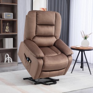 Brauner HOMCOM Fernsehsessel mit Aufstehhilfe aus Polyester und Stahl. Bequemer Relaxsessel mit Massagefunktion.