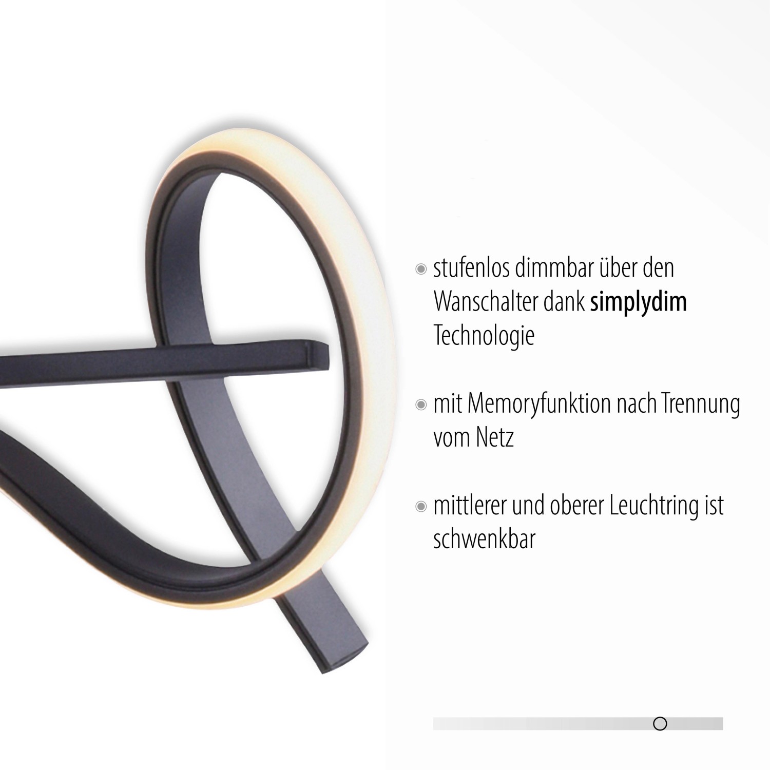 Moderne, schwarze LED-Pendelleuchte Curls von Just Light, dimmbar, 99x21cm.