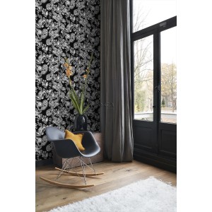 ESTAhome Tapete Funky Blumen Und Paisleys Schwarz Und Weiß 53 Cm X 1005 Cm 136844