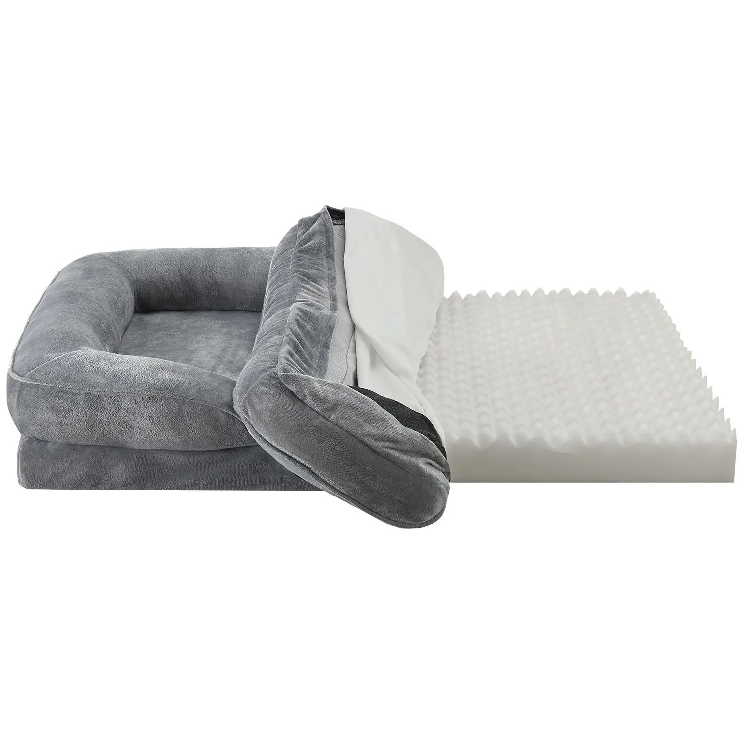 Juskys Hondenbed Sheena L, orthopedisch, wasbaar en antislip, 98 x 70 x 17 cm, hondensofa, wollig, middelgrote honden, grijs Juskys Hondenbed Sheena L, orthopedisch, wasbaar en antislip, 98 x 70 x 17 cm, hondensofa, wollig, middelgrote honden, grijs