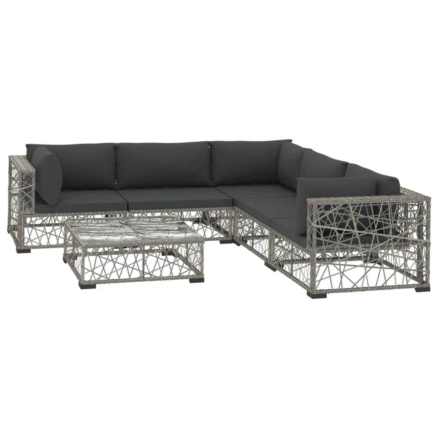 vidaXL 10-Tlg Garten-Lounge-Set mit Kissen Poly Rattan Grau 48305 günstig online kaufen