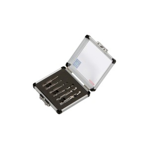 LUX Metallbohrersatz, 6-teilig, mit 6-Kant Schaft in geöffnetem Metallkoffer.