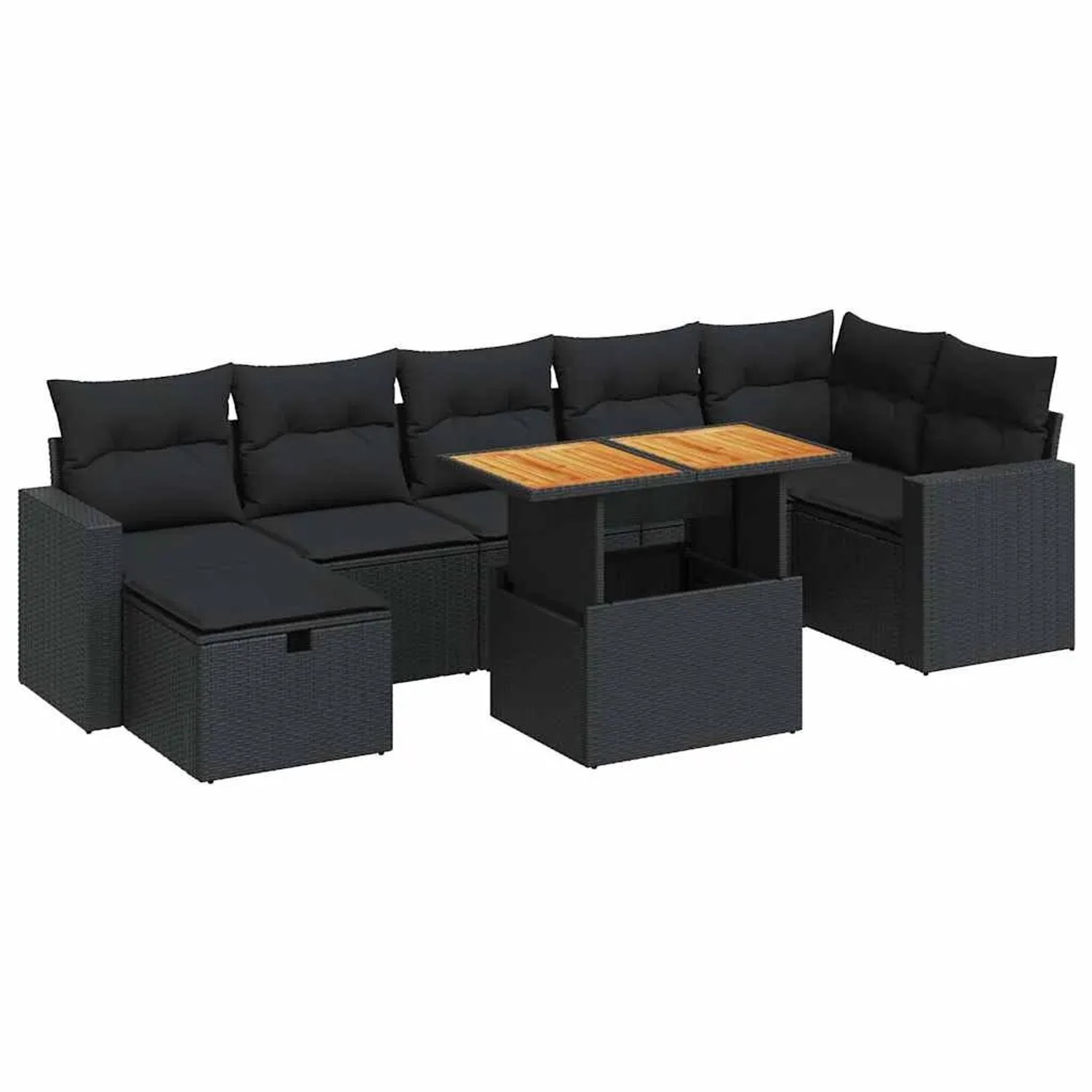 vidaXL 5Tlg Garten-Sofagarnitur mit Kissen Schwarz Poly Rattan Akazie 33280 günstig online kaufen