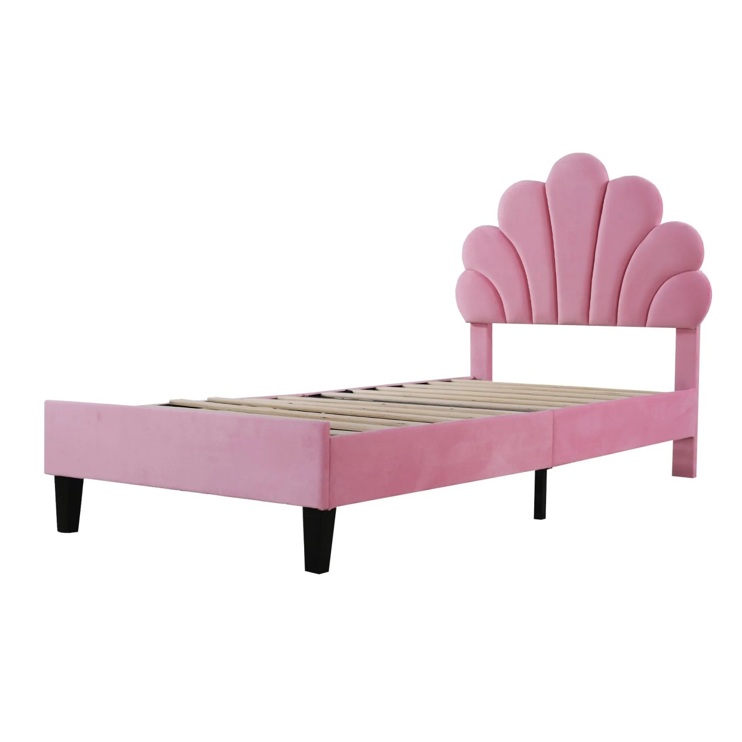 okwish Polsterbett 90×200 Kinderbett mit Kopfteil in Blumenform und Lattenrost ohne Matratze