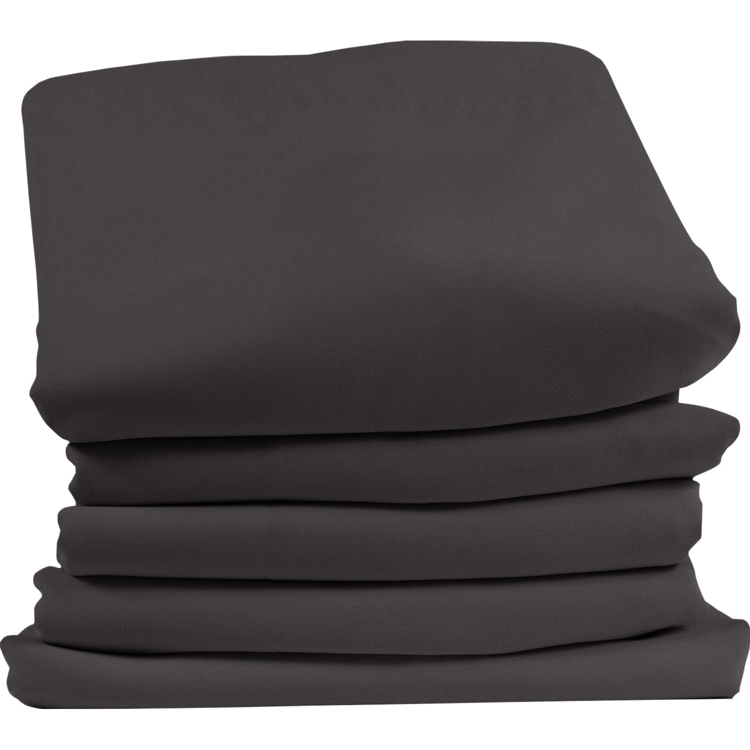 Dunkelgrauer Moondream Lärmschutzvorhang mit Faltenband, gestapelt.