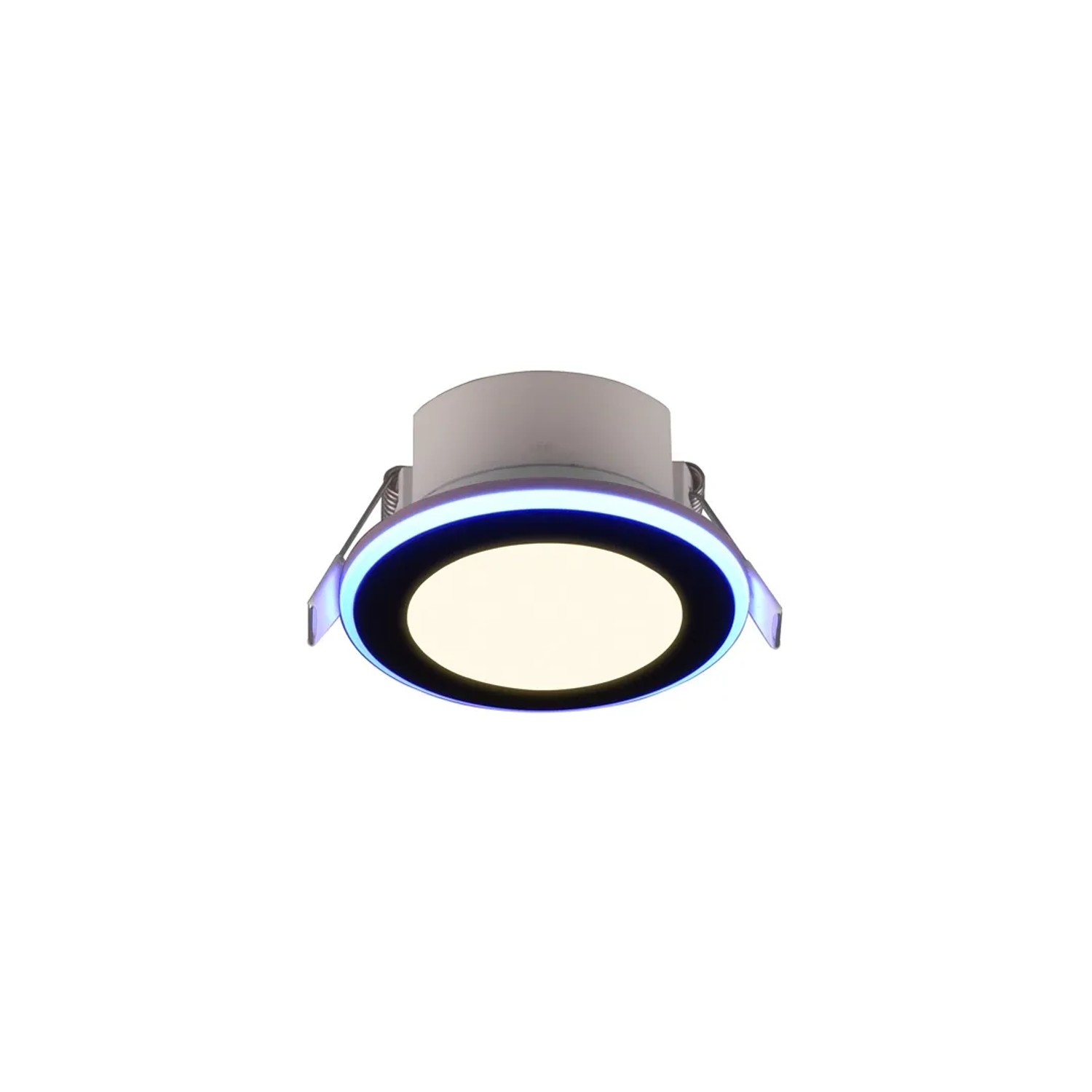 Schwarzer Trio LED Einbaustrahler Argus, 8,2cm Durchmesser, mit RGBW Farblicht.