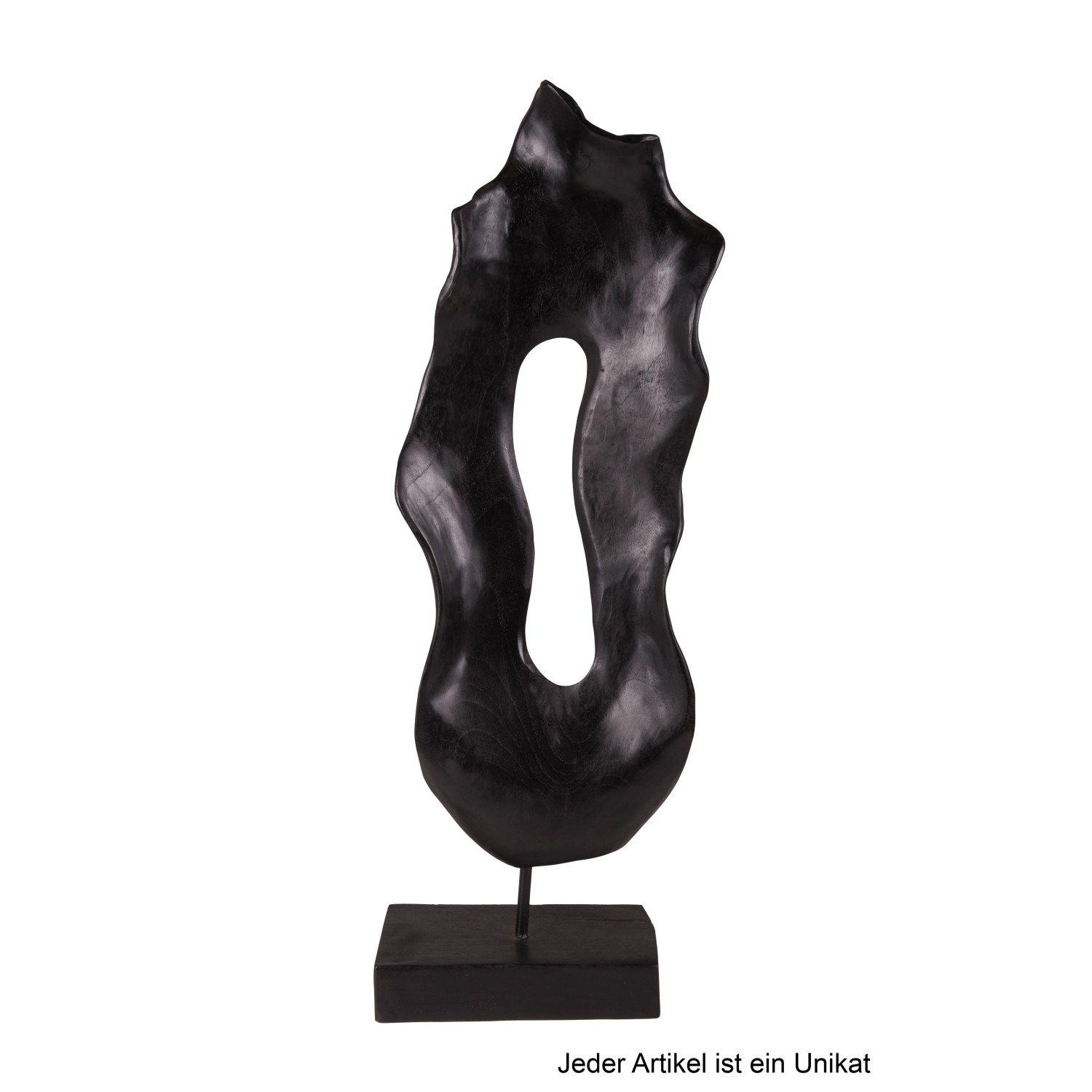DELUKE Deko-Skulptur NOÉ Teak Schwarz 78x14x33cm Dekoration Wohnzimmer Büro