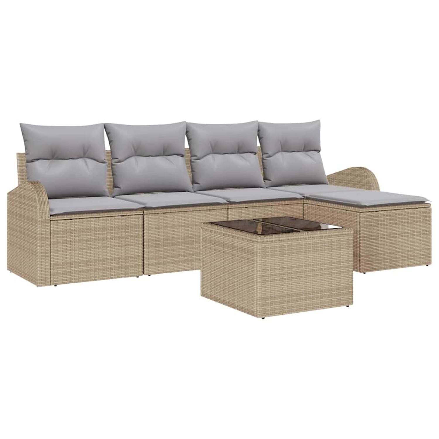 vidaXL Garten-Sofa-Set mit Kissen 6-Tlg Beige Hellgrau Poly Rattan 3354679 günstig online kaufen