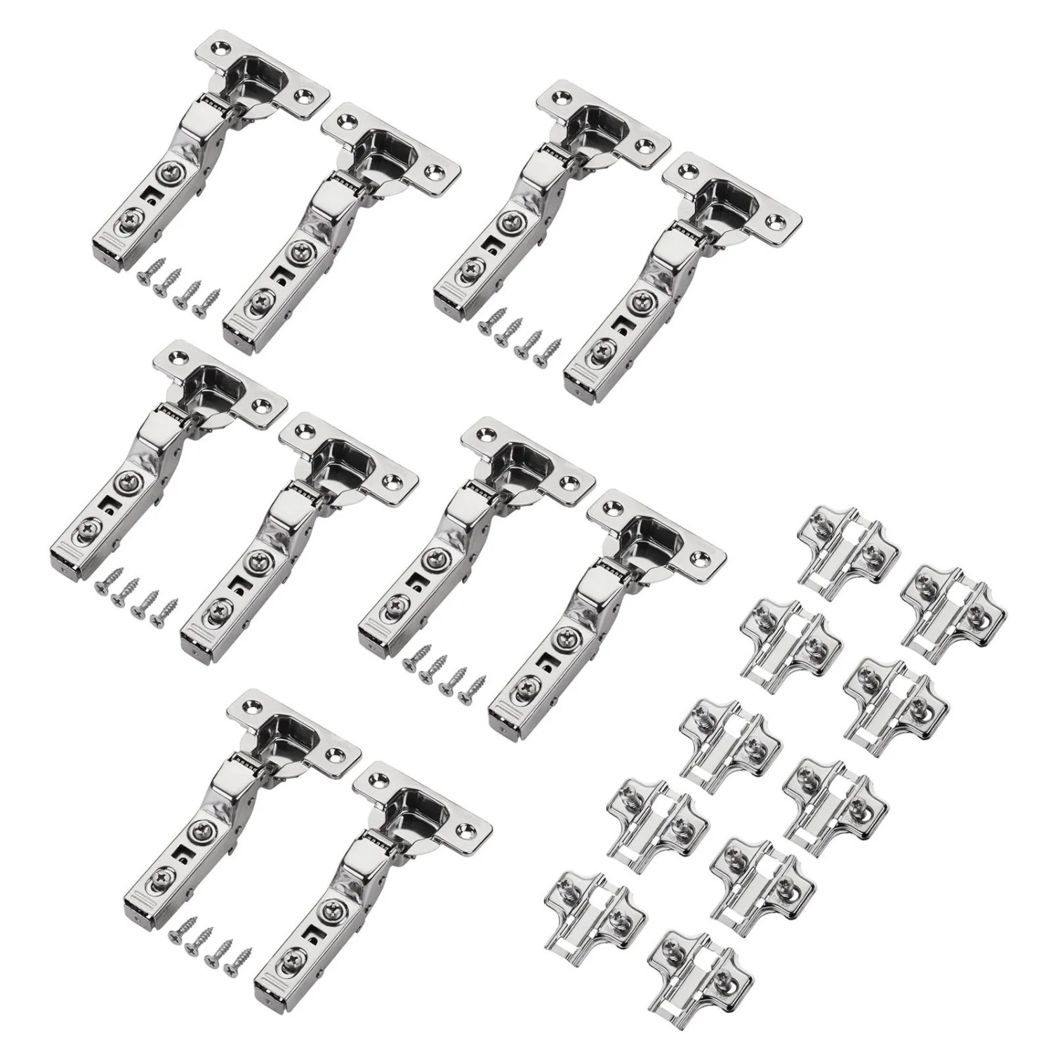 SOTECH 10x Topfband Innenanschlag Gedämpft T45 Softclose 100 Grad Klickmontage Edelstahl SS304 SS201 inkl. Kreuzmontageplatte und Schrauben