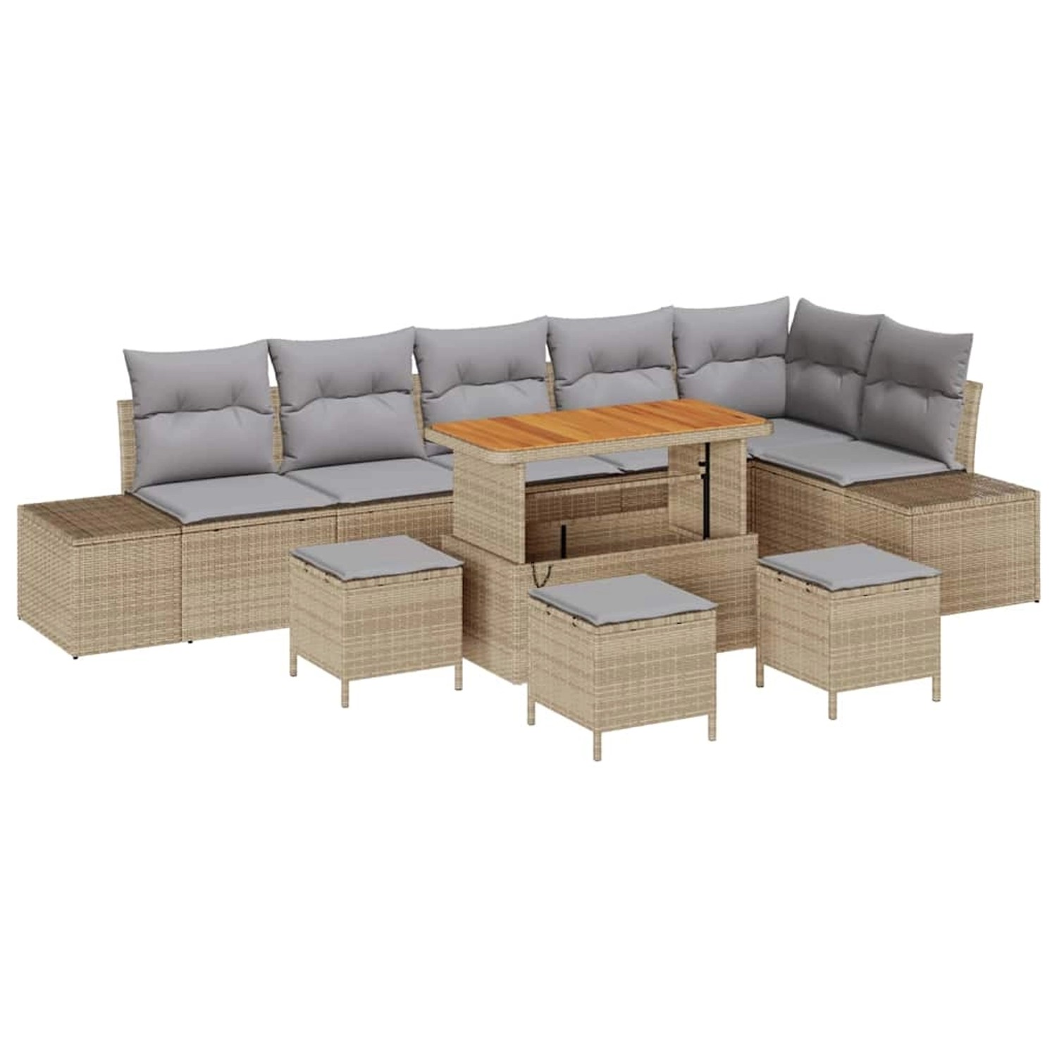 vidaXL Garten-Sofa-Set mit Kissen 10-Tlg Beige Poly Rattan 3362812 günstig online kaufen