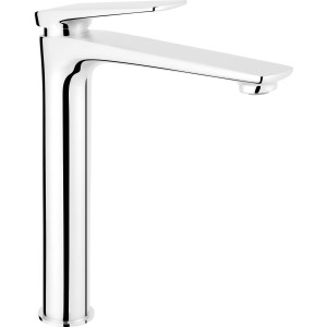 Moderne, hohe Waschtischarmatur WT-5081 von baliv in Chrom für Aufsatzwaschbecken.