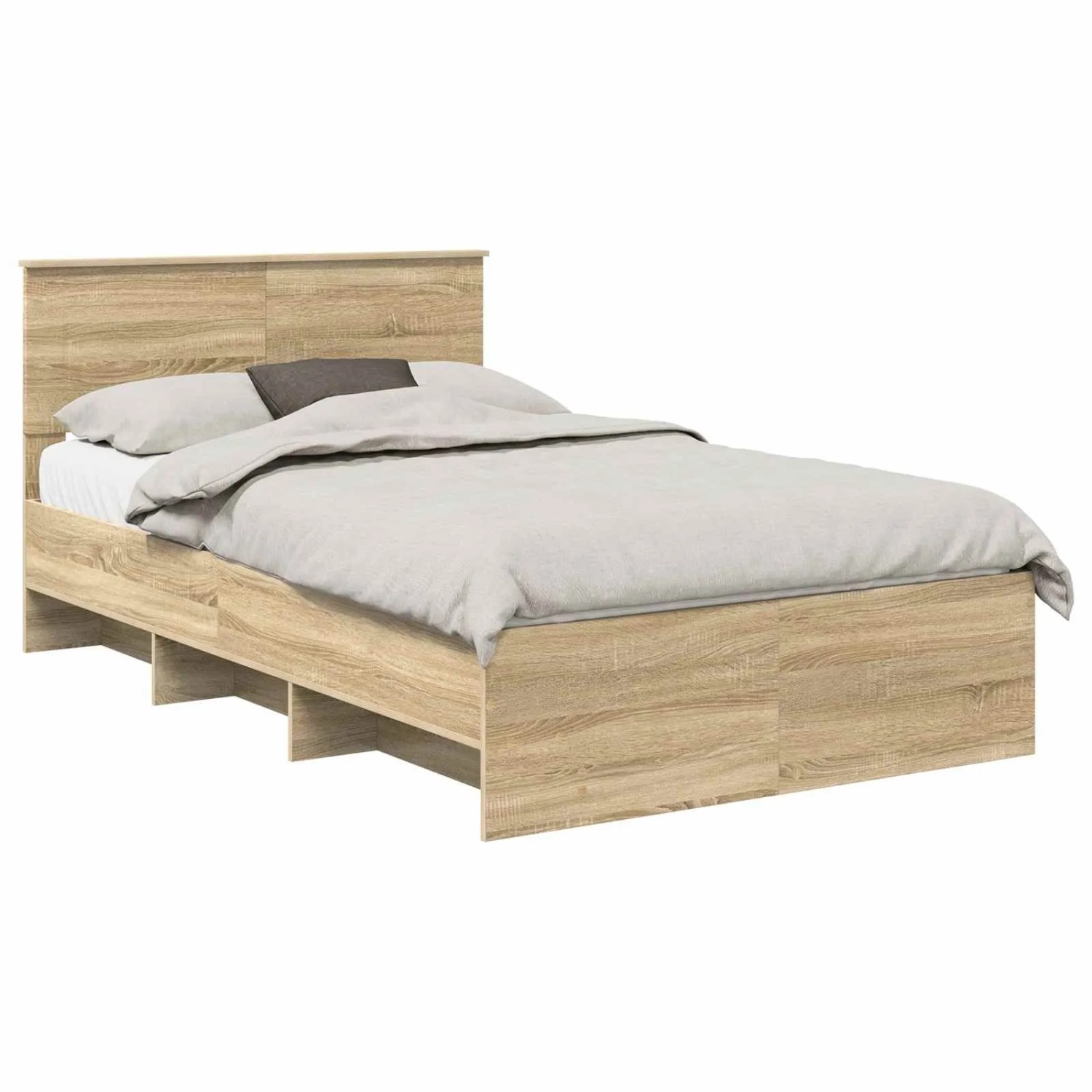 vidaXL Bettrahmen mit Kopfteil Sonoma-Eiche 137 x 203 cm Holzwerkstoff 3408860