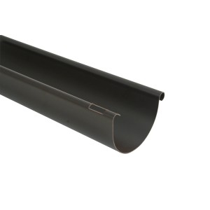 Braune Marley Dachrinne RG 75, 2 m lang, aus Kunststoff.