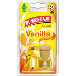 Wunderbaum Duftflakon Vanilla, Auto-Lufterfrischer mit Vanilleduft im Glasflakon mit Kordel.