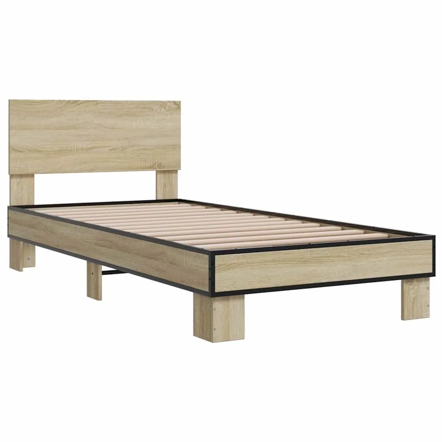 vidaXL Bettgestell Sonoma-Eiche 75x190 cm Holzwerkstoff und Metall 845813 günstig online kaufen