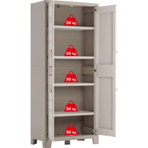 KIS Kunststoffschrank Gulliver, sandbeige, mit 4 Böden, belastbar bis 30 kg pro Boden.