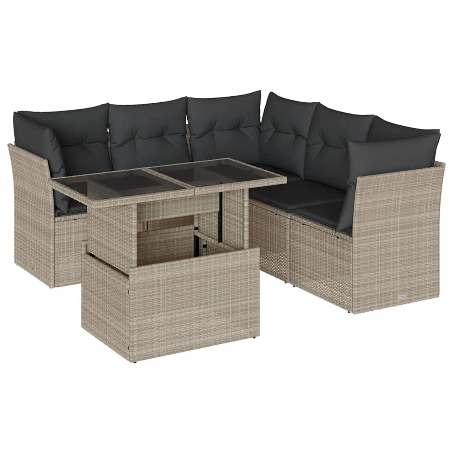 vidaXL 6-Tlg Garten-Sofagarnitur mit Kissen Hellgrau Poly Rattan 3266582 günstig online kaufen