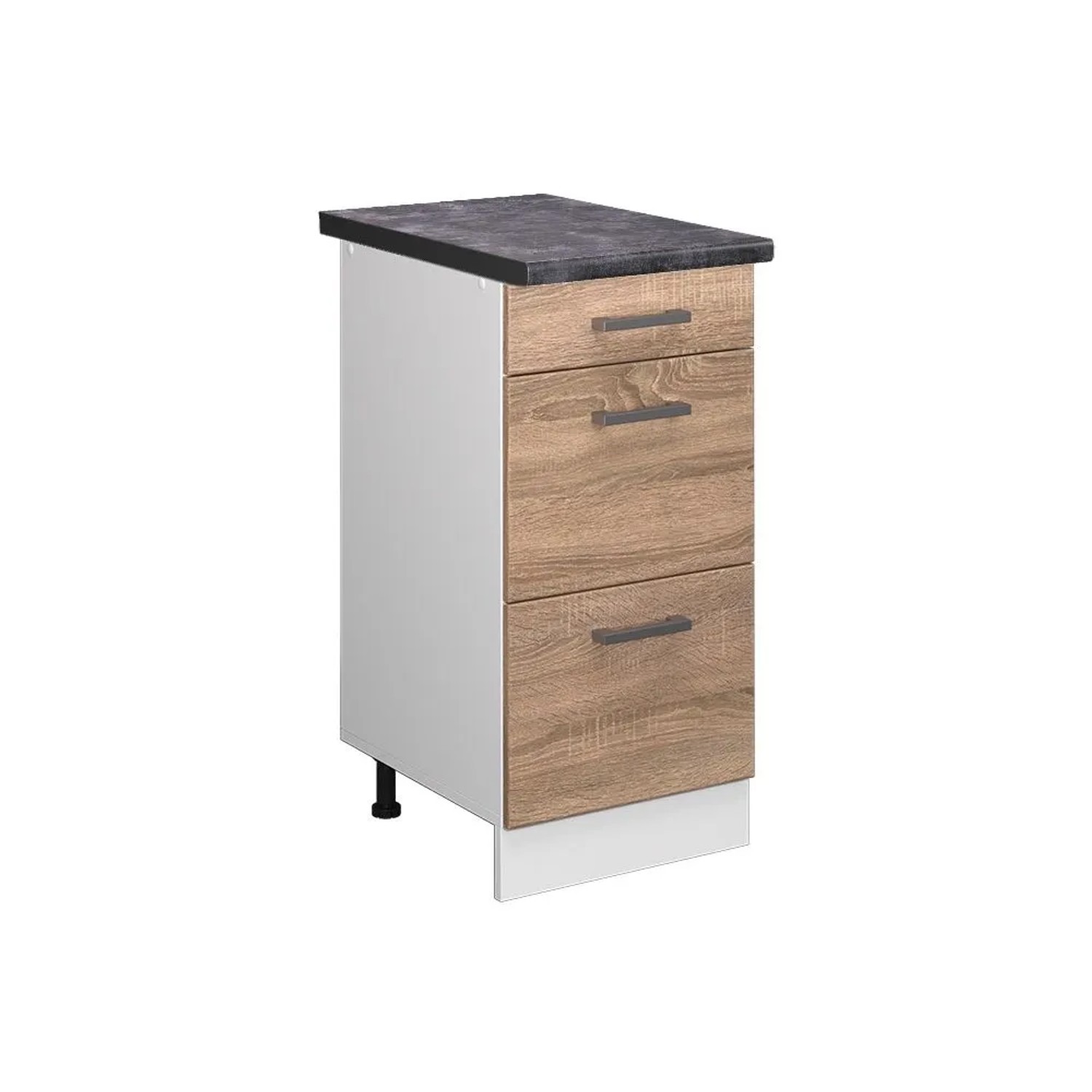 Vicco Küchenunterschrank R-Line Sonoma Weiß 40 cm mit Schubladen AP Anthrazit