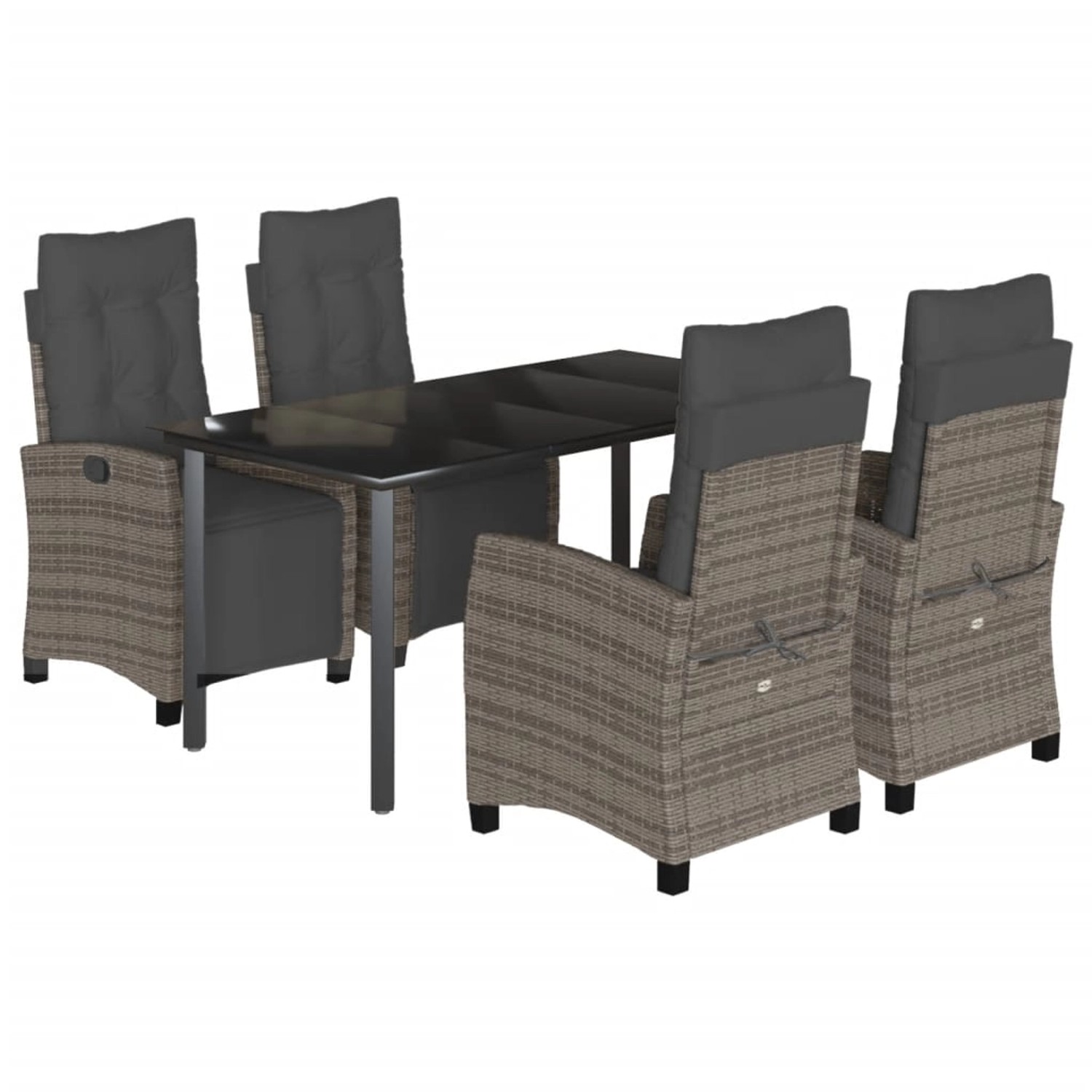 vidaXL 5-Tlg Garten-Essgruppe mit Kissen Grau Poly Rattan 3212998 günstig online kaufen