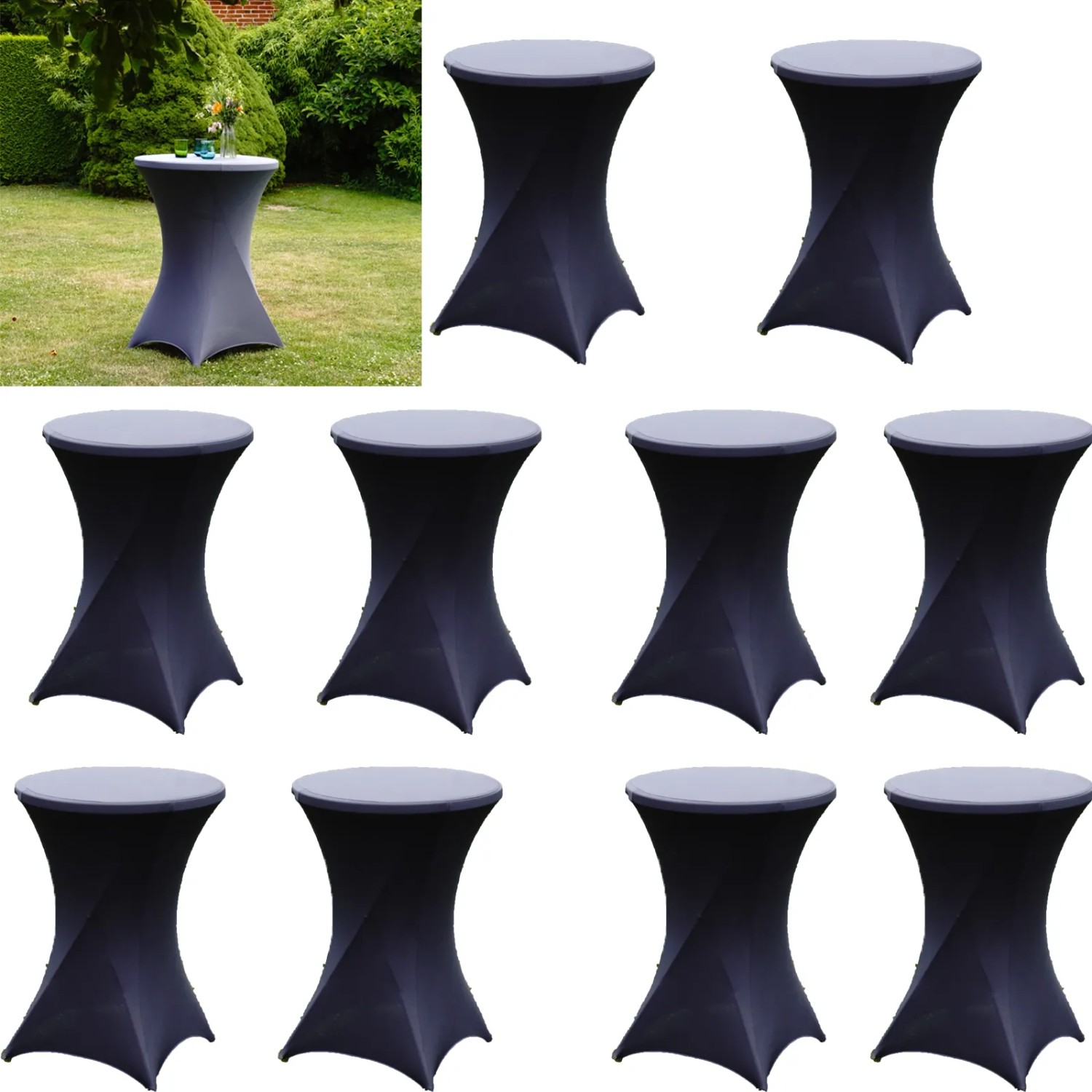 TRUTZHOLM 10er Set Stehtischhusse Stretch Durchmesser 80cm Anthrazit