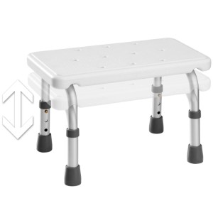 Tectake Badewannen-Einstiegshilfe, höhenverstellbarer Duschhocker aus Alu und Kunststoff, weiß.